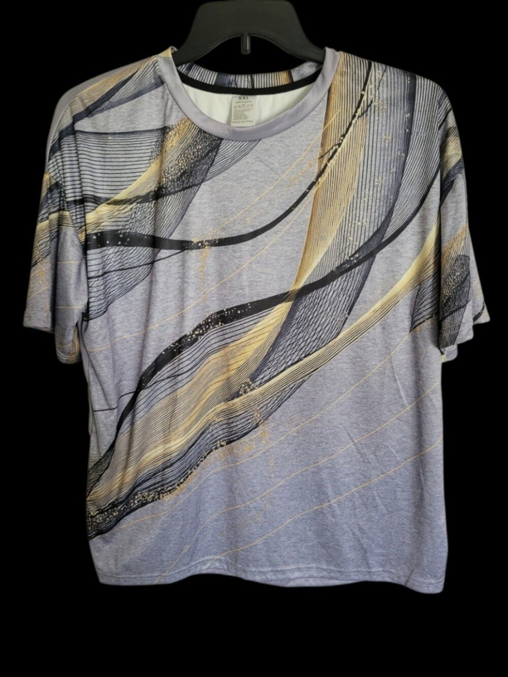 Grey, Gold and Black Swirl Design Short Sleeve